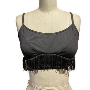 CAPEZIO Black Fringe Crop Top Bra Woman's Large